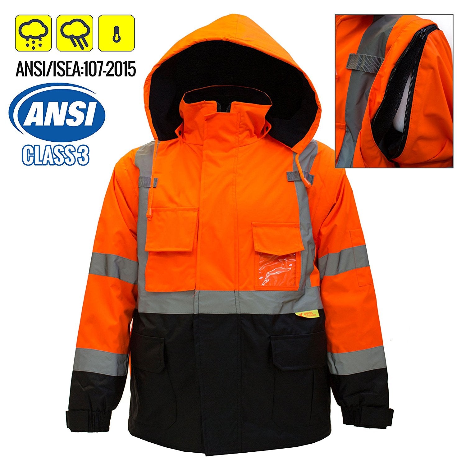 Men's Ansi Class 3 High Visibility Safety Bomber Jacket With Zipper, P