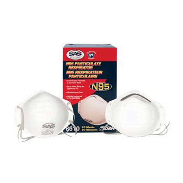 SAS Safety 8610 N95 Rated Particulate Respirator / Dust Mask - 20 per Package-SAS-RK Safety