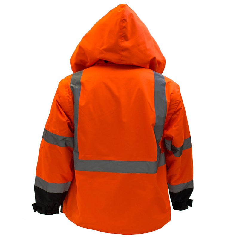 Men's Ansi Class 3 High Visibility Safety Bomber Jacket With Zipper, PVC Pocket, Black Bottom and Detachable sleeve- J8511-RK Safety-RK Safety