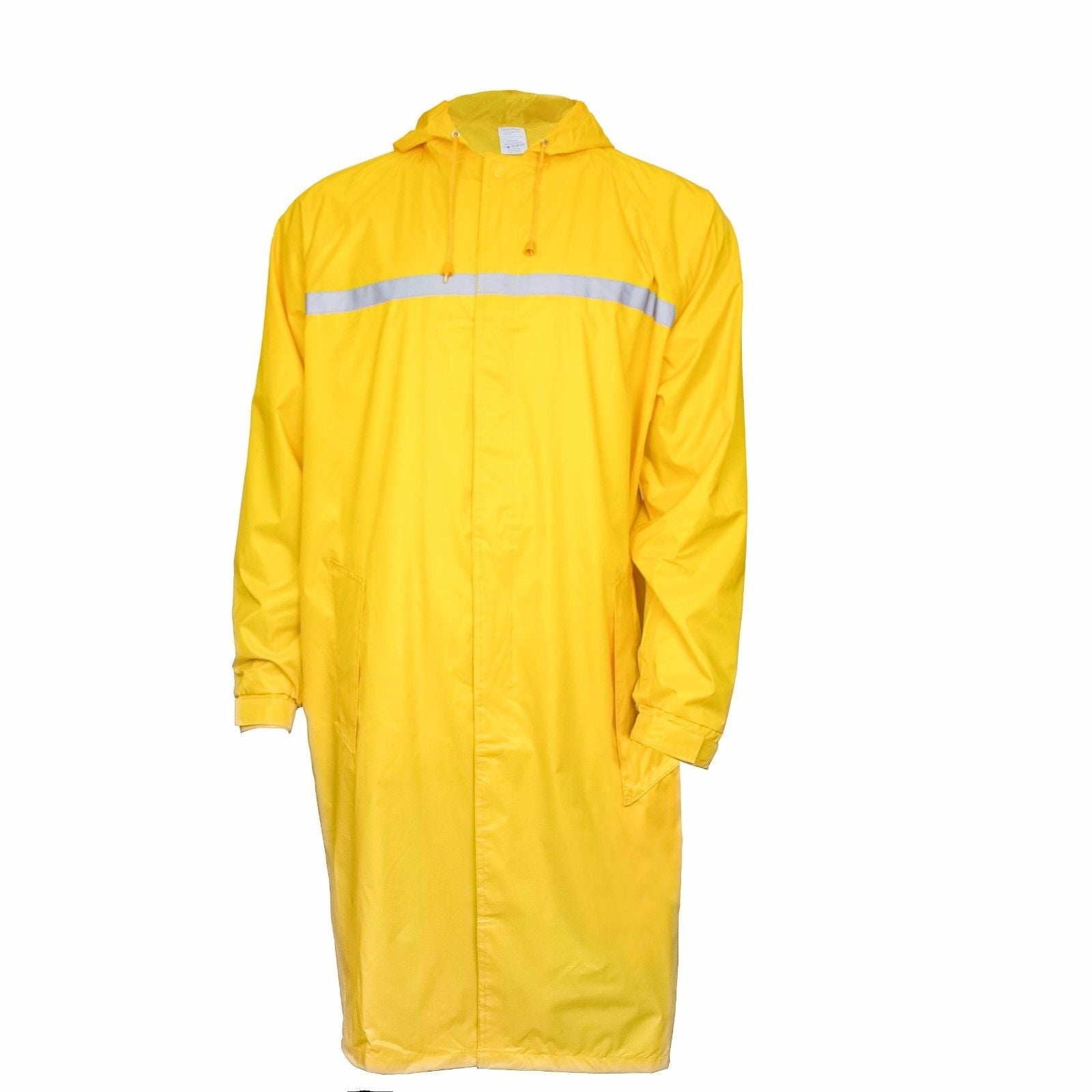Men's Waterproof Long Raincoat PVC Trench Coat - Yellow