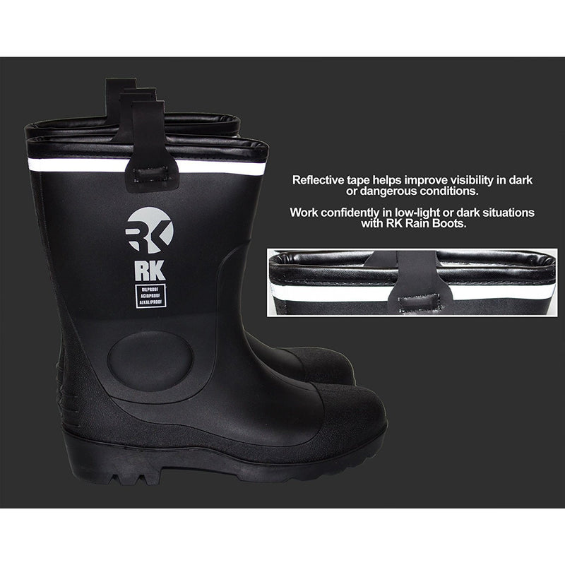 Insulated Waterproof Fur Interior Rubber Sole Winter Rain Boots-RKBW-BK-RK Guard-RK Safety