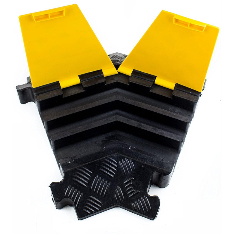RK RK-CP-3CLT, 3Channel Modular Rubber Cable Protector Ramp-Left turn-RK Safety-RK Safety