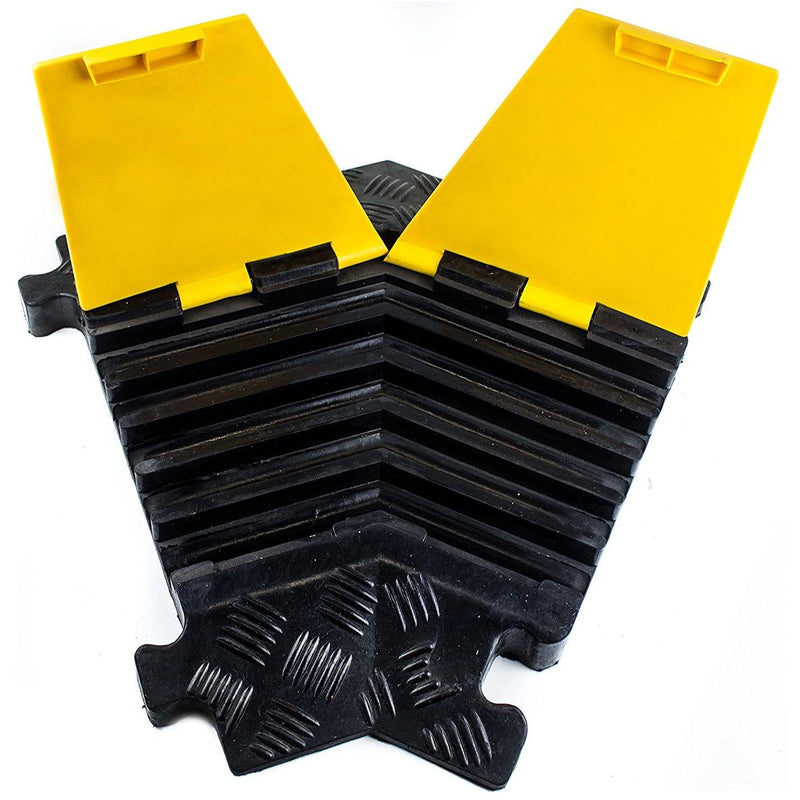 RK RK-CP-5CLT, 5Channel Modular Rubber Cable Protector Ramp-Left turn-RK Safety-RK Safety