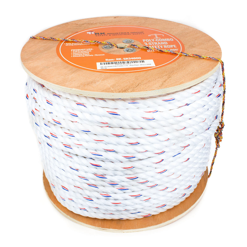 RK SR34600 Poly-Combo 3-Strand Safety Rope, 3/4 in x 600 ft-RK Safety-RK Safety