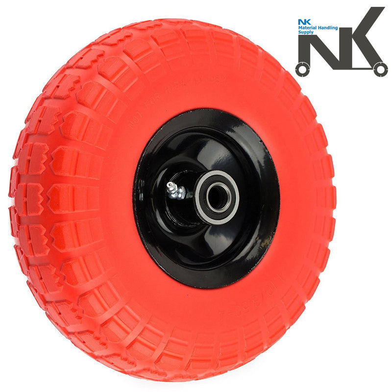 NK 10" x 3.5" Solid Rubber Flat Free Tubeless Wheel -WFF10OR-NK-RK Safety