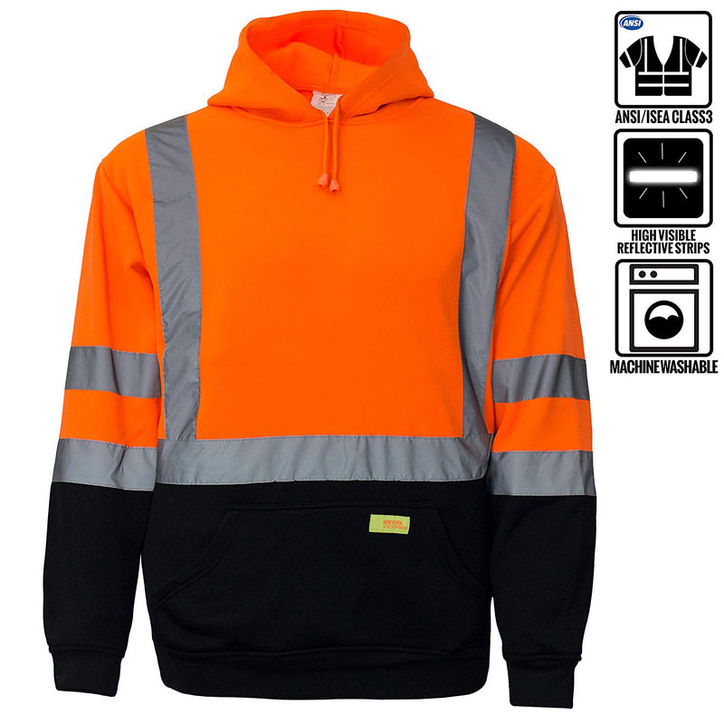 Class 3 High Visibility Sweatshirt, Hooded Pullover - H8311-New York Hi-Viz Workwear-RK Safety