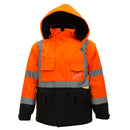 Men's Ansi Class 3 High Visibility Safety Bomber Jacket With Zipper, PVC Pocket, Black Bottom and Detachable sleeve- J8511-RK Safety-RK Safety