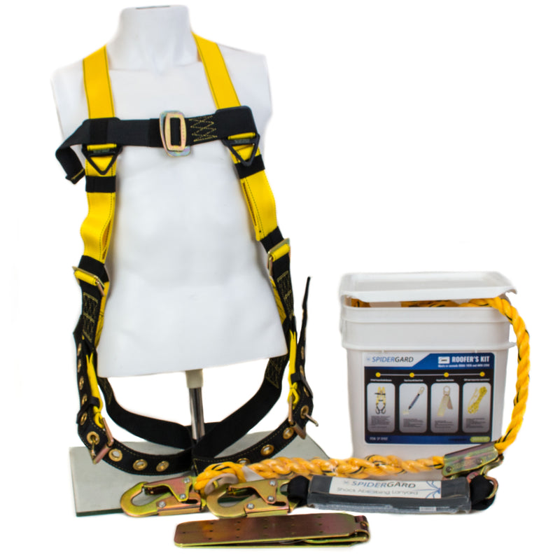 Spidergard SP-RFKIT Construction Harness with Leg Tongue Buckle Straps and 4 Pieces Roof Kit Combo-Spidergard-RK Safety