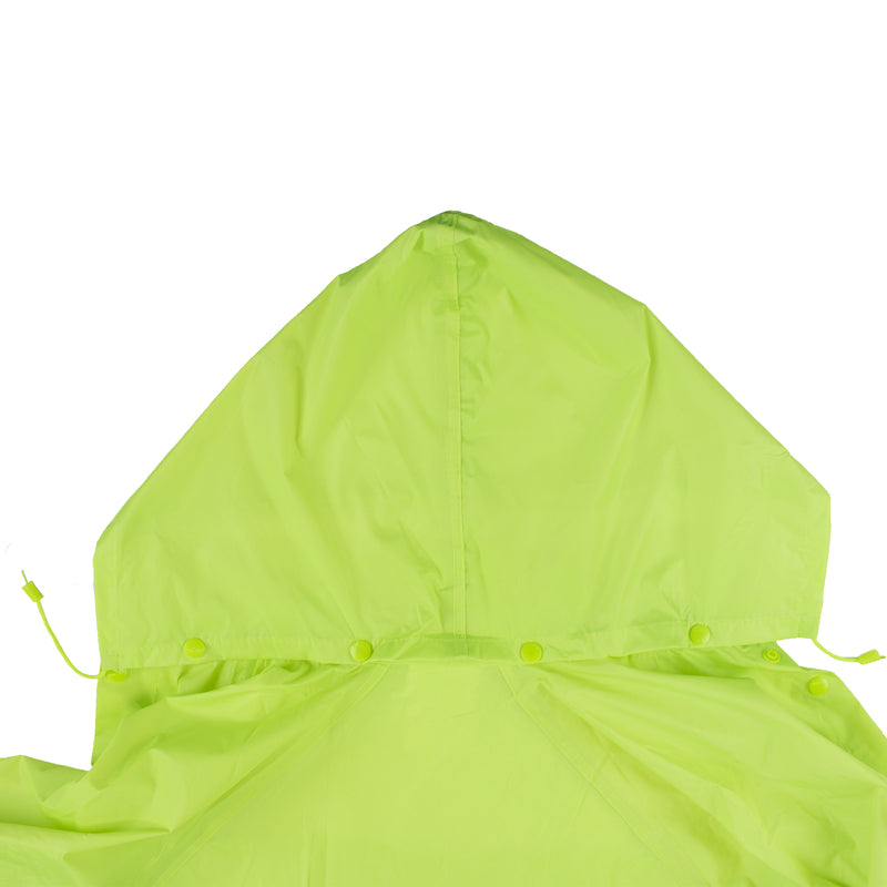 Hi-Vis Green PVC Polyester Trench Rain Long Coat With Hoodie-RC-PP-HIG44-RK Safety-RK Safety