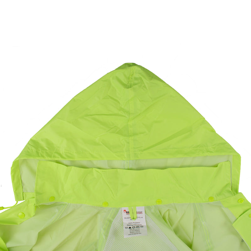 Hi-Vis Green PVC Polyester 3-Piece Rain Suit | Jacket, Hoodie, Pants-RW-PP-HIG33-RK Safety-RK Safety