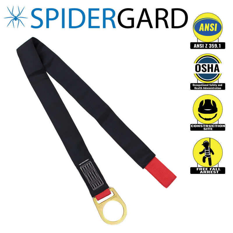 Spidergard SPA202 Fall Protection 6-Foot Loop and D-Ring End Concrete Anchor Strap with Protective Sheathing, Yellow Black-Spidergard-RK Safety