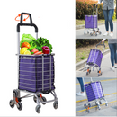 RK Safety Folding Shopping Cart Portable Grocery Utility Lightweight Stair Climbing Cart with Rolling Swivel Wheels and Removable Waterproof Canvas Removable Bag (One, Navy Blue)-RK Safety-RK Safety