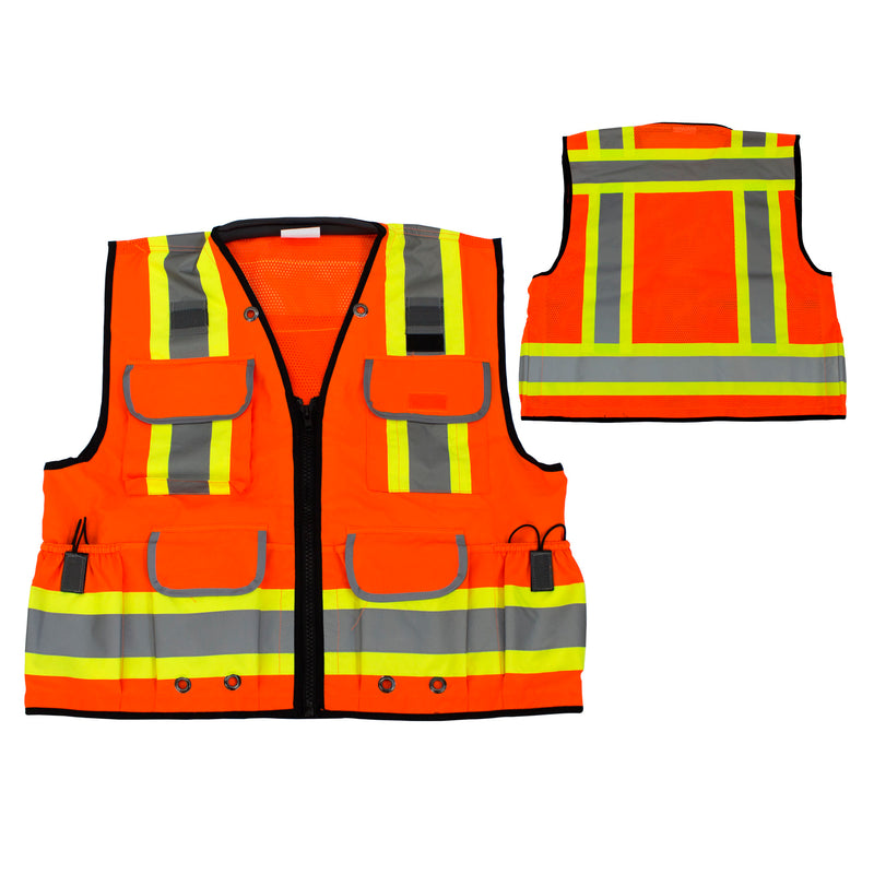 Rk Safety Class 2 Ploy Mesh Hi-visible, Two Tone Reflective Strips, Oxford Fabric for Pockets, Construction Traffic Emergency Safety Vest- SV6511&2 (Orange/ Lime)-RK Safety-RK Safety