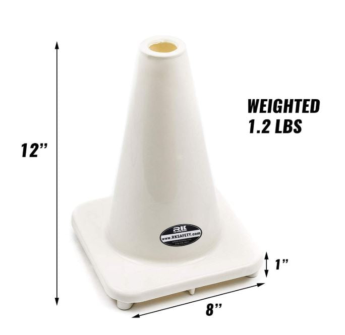 (Set of 10) 12" PVC Traffic Safety Cones, Plain - White-RK Safety-RK Safety