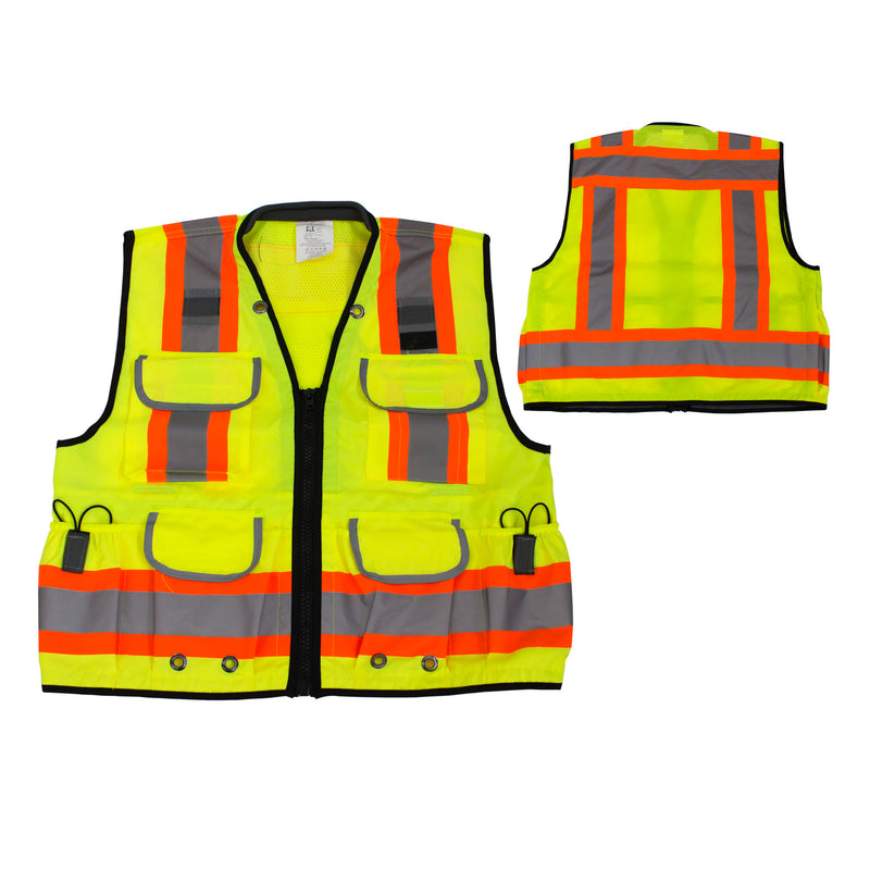 Rk Safety Class 2 Ploy Mesh Hi-visible, Two Tone Reflective Strips, Oxford Fabric for Pockets, Construction Traffic Emergency Safety Vest- SV6511&2 (Orange/ Lime)-RK Safety-RK Safety