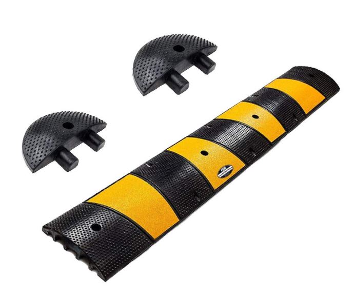 RK-SPBP6 Modular Rubber Speed Bump Hump (6 ft) and Modular Rubber End Cap (1 Speed Hump, 2 End Cap)-RK Safety-RK Safety