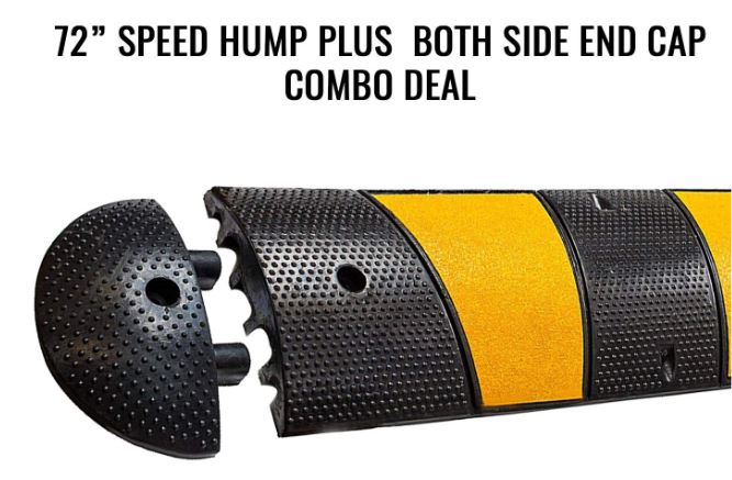 RK-SPBP6 Modular Rubber Speed Bump Hump (6 ft) and Modular Rubber End Cap (1 Speed Hump, 2 End Cap)-RK Safety-RK Safety