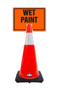 RK-Safety 28" Orange Cone, Black base With One 6" Reflective one Tape, Plus Cone Sign-RK Safety-RK Safety