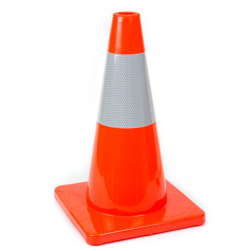 (Set of 12) 18" RK Orange Safety Traffic PVC Cones, Orange Base with One Reflective Collar-RK Safety-RK Safety