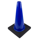 (Set of 12) 18" PVC Traffic Safety Cones, Plain, Black Base - Blue-RK Safety-RK Safety