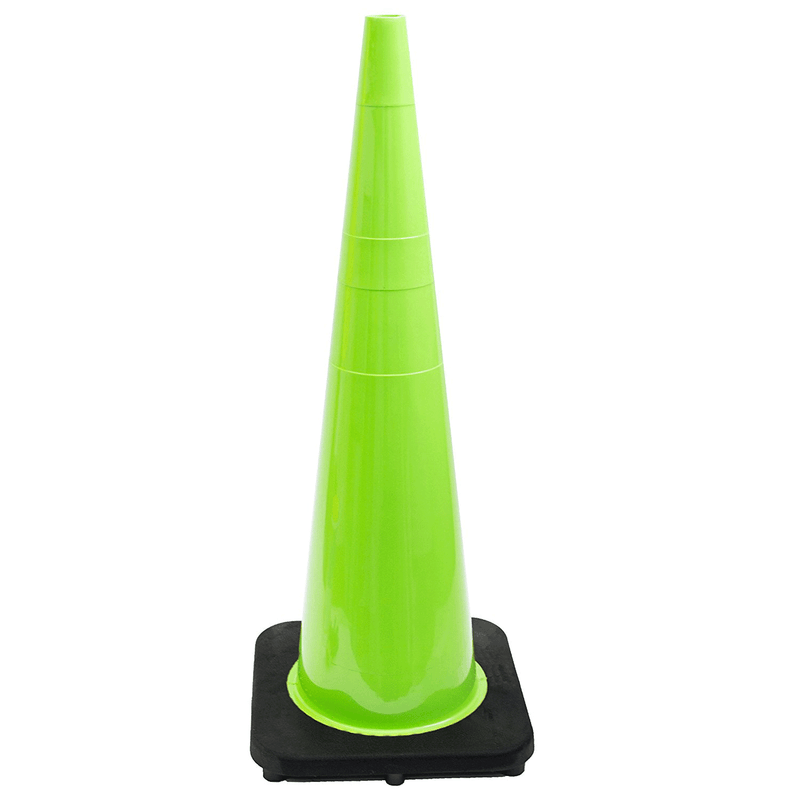 (Set of 6) 36" RK Lime Safety Traffic PVC Cones with Black Base-RK Safety-RK Safety