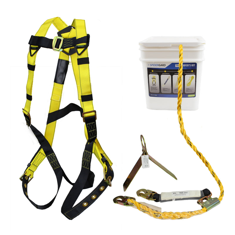 Spidergard SP-RFKIT Construction Harness with Leg Tongue Buckle Straps and 4 Pieces Roof Kit Combo-Spidergard-RK Safety