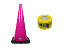 RK-Safety 28" Traffic Safety Cone, Black Base with High-Visibility Pandemic Barricade Tape-RK Safety-RK Safety