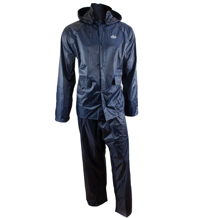 Navy PVC Polyester 3-Piece Rain Suit | Jacket, Hoodie, Pants-RW-PP-NVY33-RK Safety-RK Safety