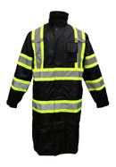 RK Safety TBK77 Class 3 Rainwear Reflective Hi-Viz Black Bottom Long Rain Coat(Black)-RK Safety-RK Safety
