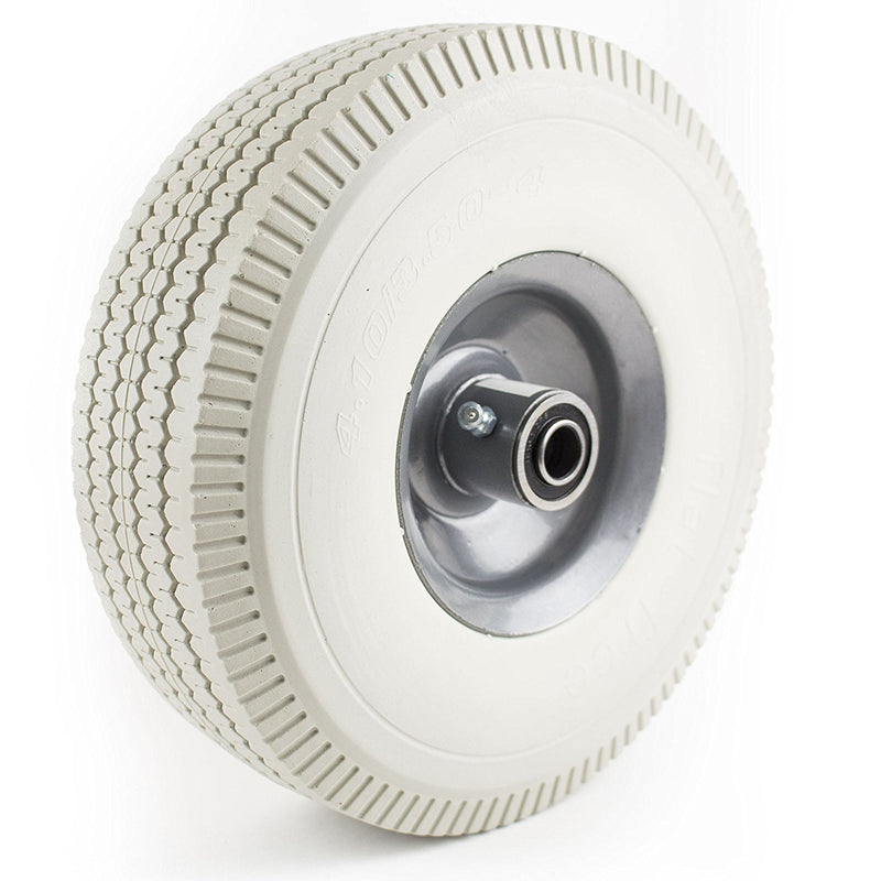 NK 10" x 3.5" Solid Rubber Flat Free Tubeless Wheel -WFF10GY-NK-RK Safety