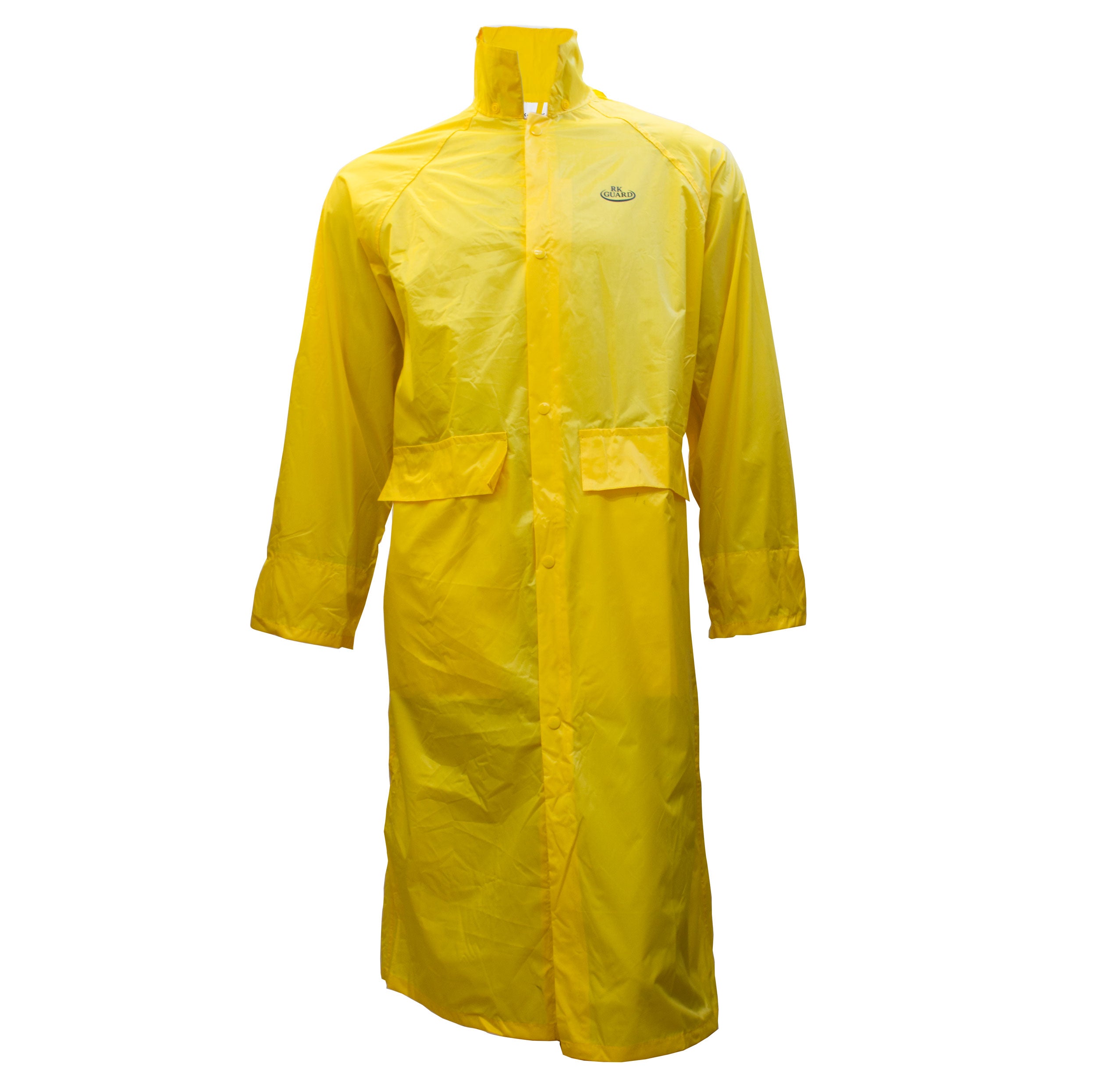 Pvc Long Jacket Yellow PVC Polyester Trench Rain Long Coat With Hoodie-RC-PP-YEL44