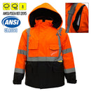 Men's Ansi Class 3 High Visibility Safety Bomber Jacket With Zipper, PVC Pocket, Black Bottom and Detachable sleeve- J8511-RK Safety-RK Safety