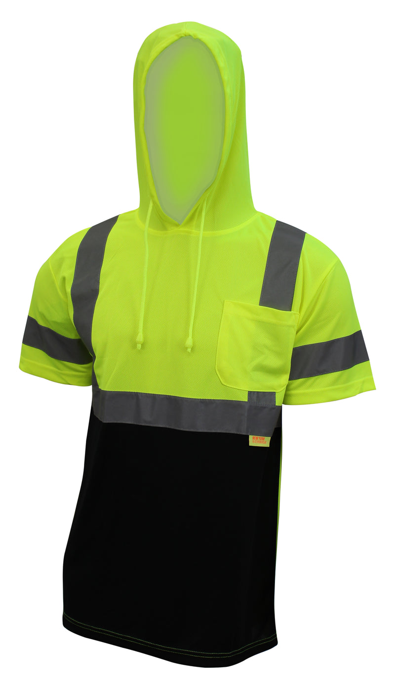 New York Hi-Viz Workwear BFSH4511/12 High-Visibility Class 3 Short Sleeve T-Shirt, Moisture Wicking Mesh Birdseye, With Black Bottom and Hoodie-RK Safety-RK Safety