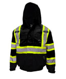RK Safety WJ9013 Men's ANSI Class 1 Safety Bomber Jacket with Detachable Hood, Reflective Tape, Black-RK Safety-RK Safety