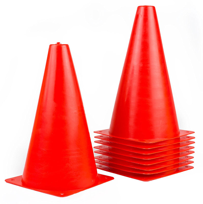 (Set of 10) RK Sports Plastic Sport Cones - Red-RK Safety-RK Safety