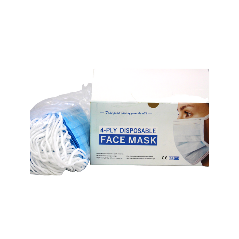 50-units Box Blue Disposable Face Masks with Earloop, 4 Layers-RK Safety-RK Safety