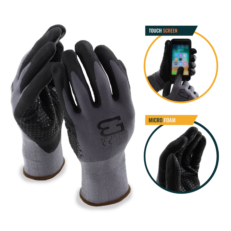 Micro Foam Nitrile Coated Nylon Work Glove with Dots on Palm - BGFLEXDOT-GY-Better Grip-RK Safety
