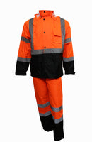 RK Class 3 Rain Suit High Visibility Reflective Black Bottom, LM11, OR11-RK Safety-RK Safety