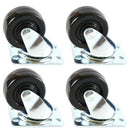 NK 2 Inch Low Profile Hard Rubber Wheel Swivel Plate Casters - CHR2SSRE-4-NK-RK Safety