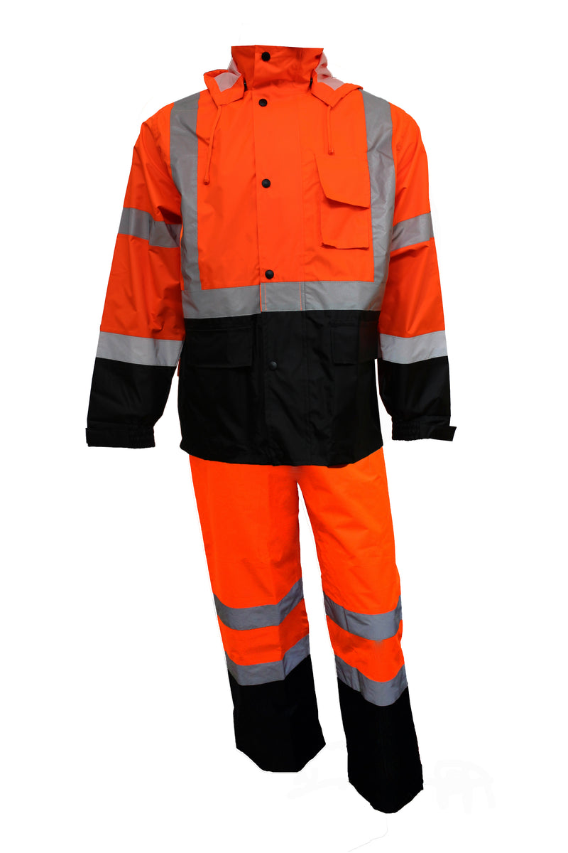 RK Class 3 Rain Suit High Visibility Reflective Black Bottom-RK Safety-RK Safety
