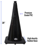 28" RK Black Safety Traffic PVC Cones, Black Base…-RK Safety-RK Safety