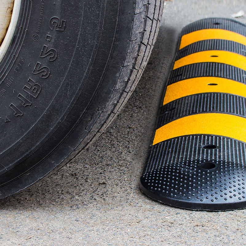 RK-SPBP6 Modular Rubber Speed Bump Hump (6 ft) and Modular Rubber End Cap (1 Speed Hump, 2 End Cap)-RK Safety-RK Safety