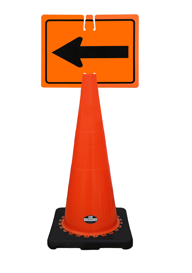 RK-Safety 28" Orange Cone, Black base without Reflective Tape, Plus Cone Sign-RK Safety-RK Safety