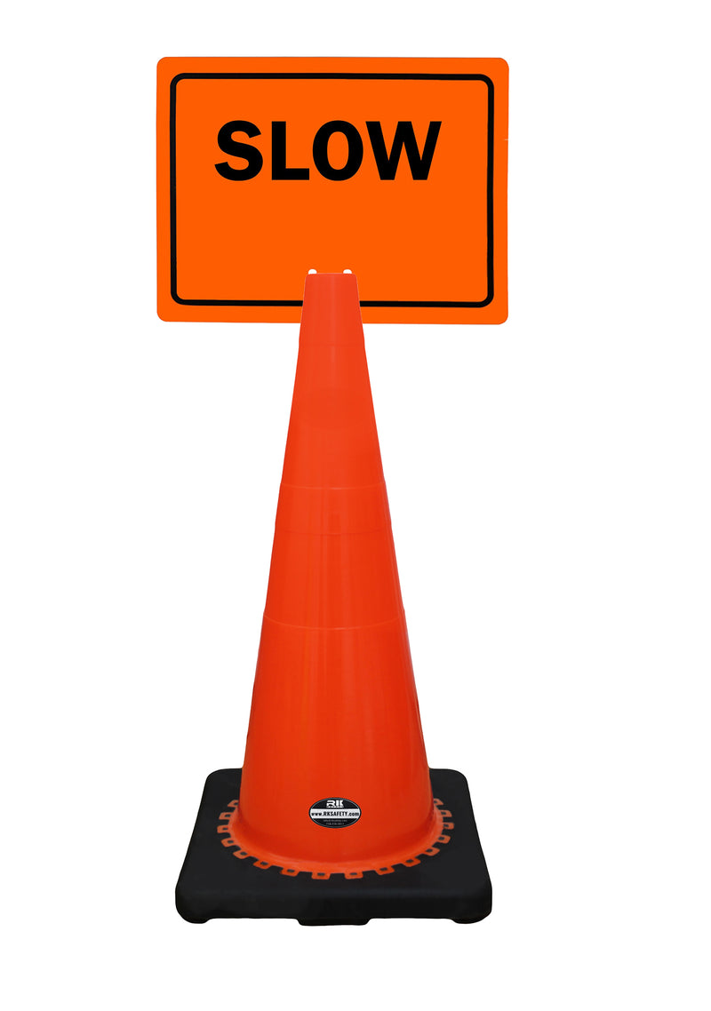 RK-Safety 28" Orange Cone, Black base without Reflective Tape, Plus Cone Sign-RK Safety-RK Safety