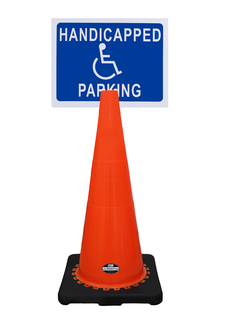 RK-Safety 28" Orange Cone, Black base without Reflective Tape, Plus Cone Sign-RK Safety-RK Safety
