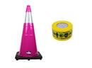 RK-Safety 28" Traffic Safety Cone, Black Base with High-Visibility Pandemic Barricade Tape-RK Safety-RK Safety