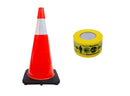 RK-Safety 28" Traffic Safety Cone, Black Base with High-Visibility Pandemic Barricade Tape-RK Safety-RK Safety