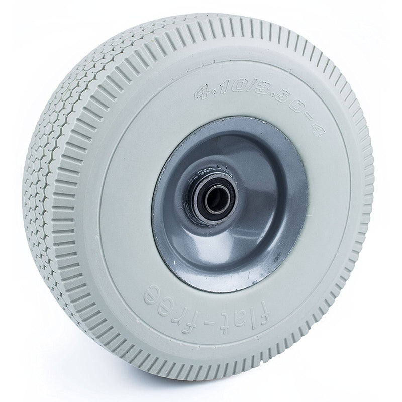 NK 10" x 3.5" Solid Rubber Flat Free Tubeless Wheel -WFF10GY-NK-RK Safety