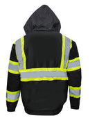 RK Safety WJ9013 Men's ANSI Class 1 Safety Bomber Jacket with Detachable Hood, Reflective Tape, Black-RK Safety-RK Safety