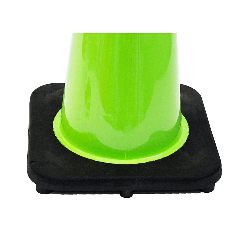 18" Traffic Safety Cones, One Reflective Collar, Black Base - Lime-RK Safety-RK Safety